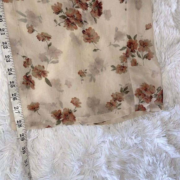 Flair the Label Jumpsuit Women’s MEDIUM Beige Tan Floral Halter Tie Neck Ruffles - Picture 10 of 12